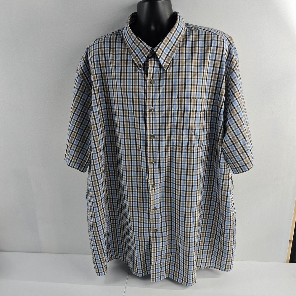 Harbor‎ Bay 4XL short sleeve button down shirt plaid blue mens 6470